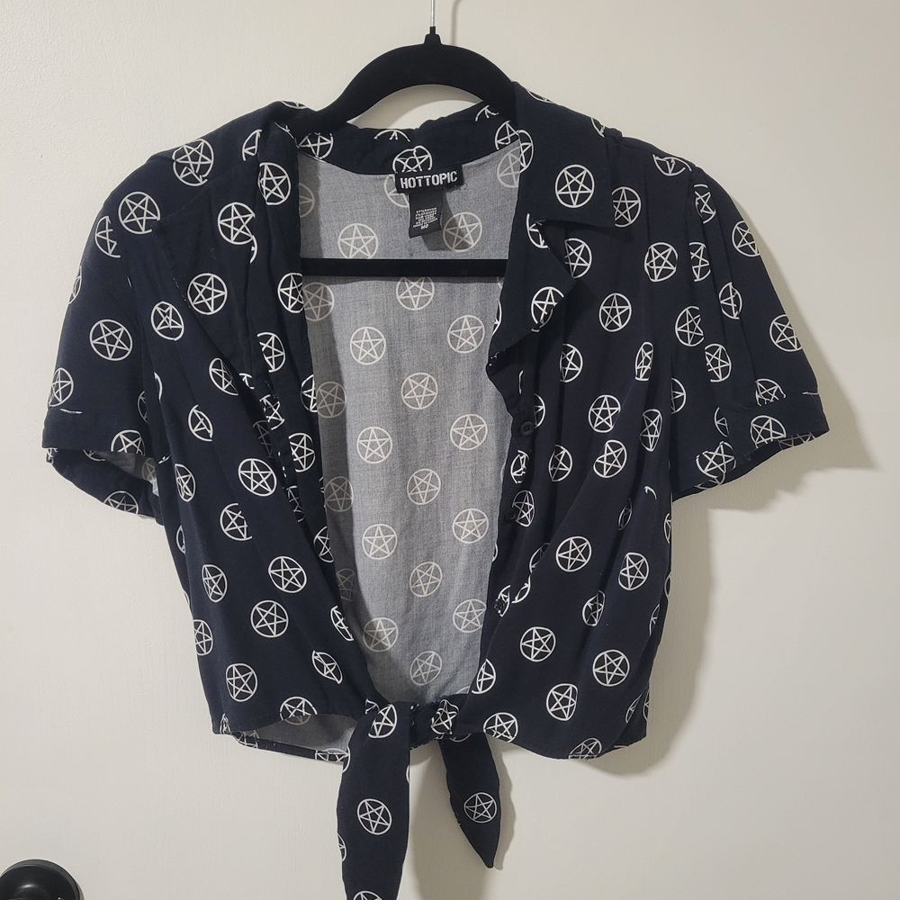 Pentagram Black Tie-Front Top